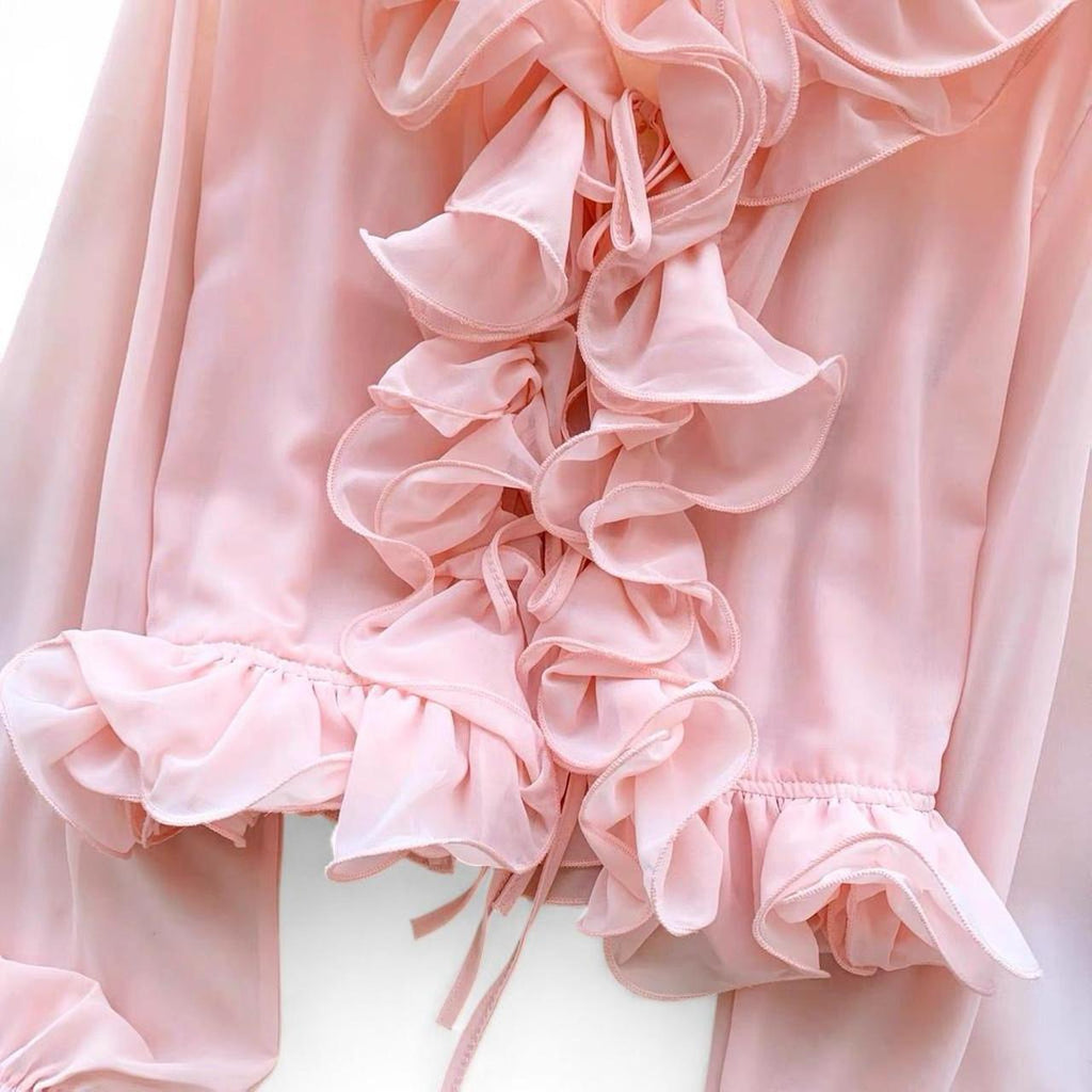 ruffle blouse with tie detail