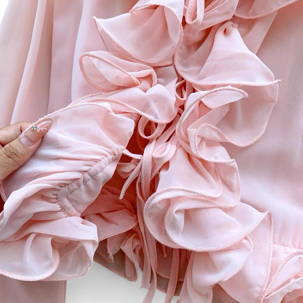 ruffle blouse with tie detail