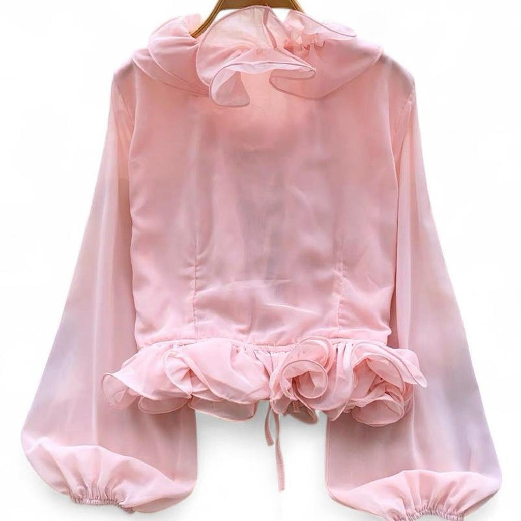 ruffle blouse with tie detail