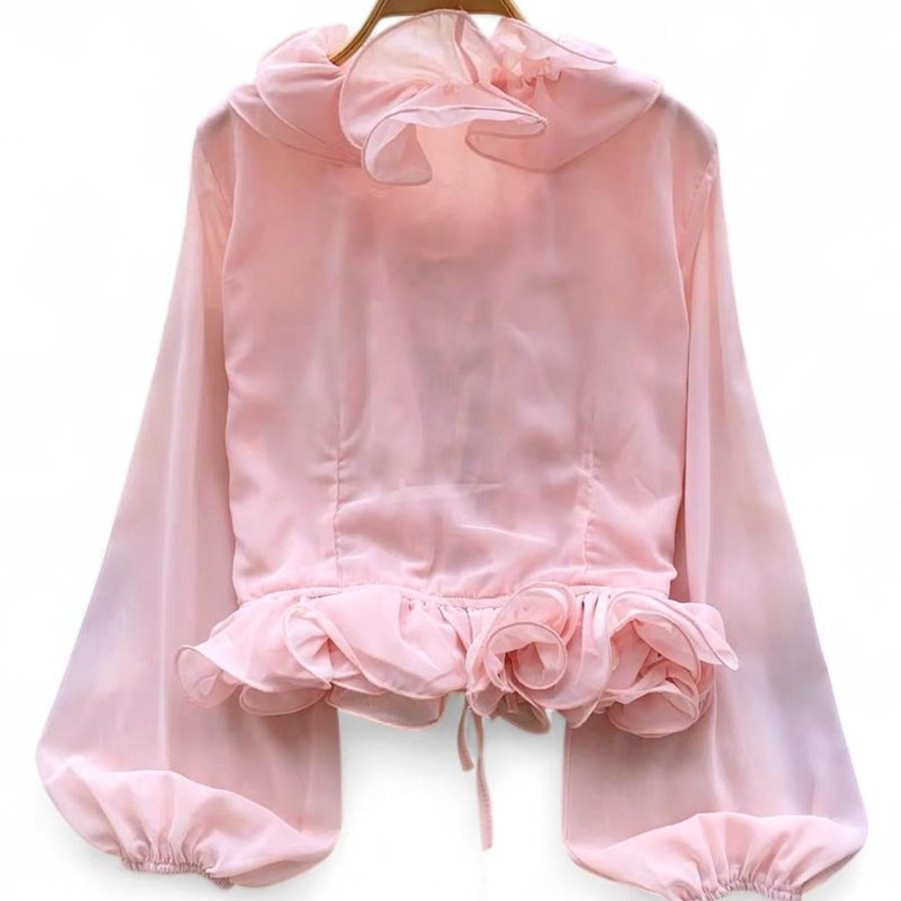 ruffle blouse with tie detail