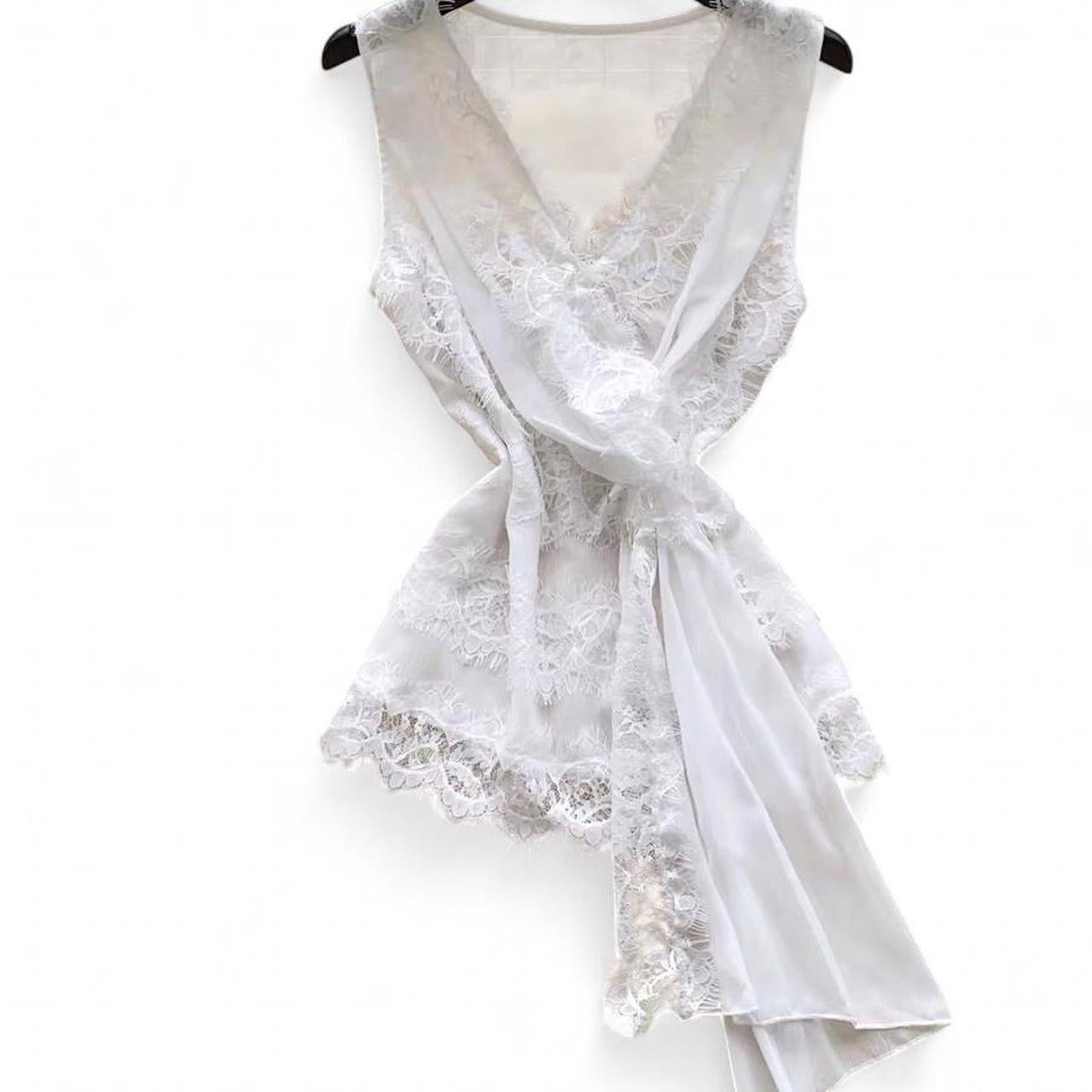 lace wrap top with tie detail