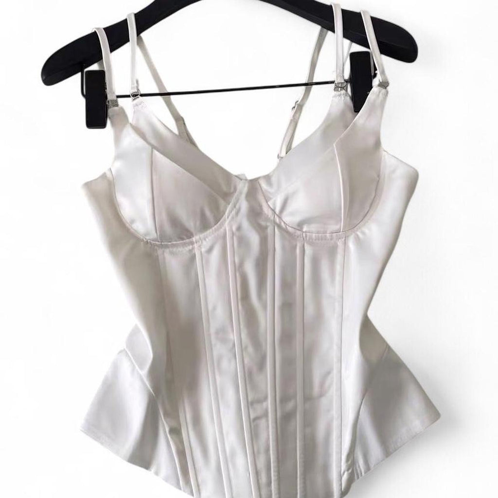 satin corset top with adjustable straps