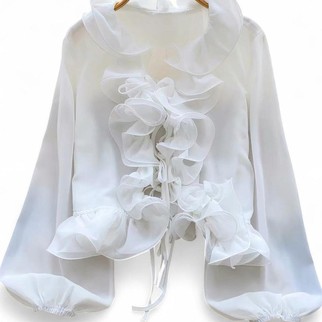 ruffle blouse with tie detail