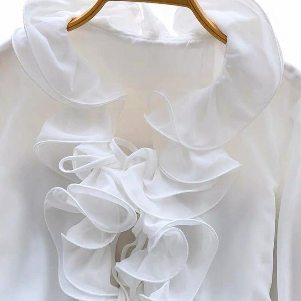 ruffle blouse with tie detail