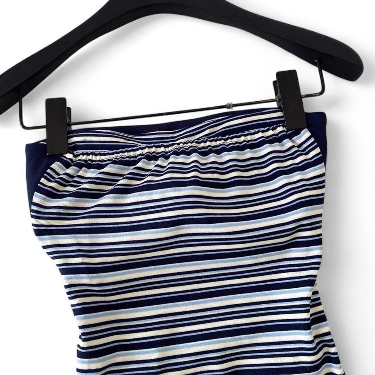 striped tube top with button detail