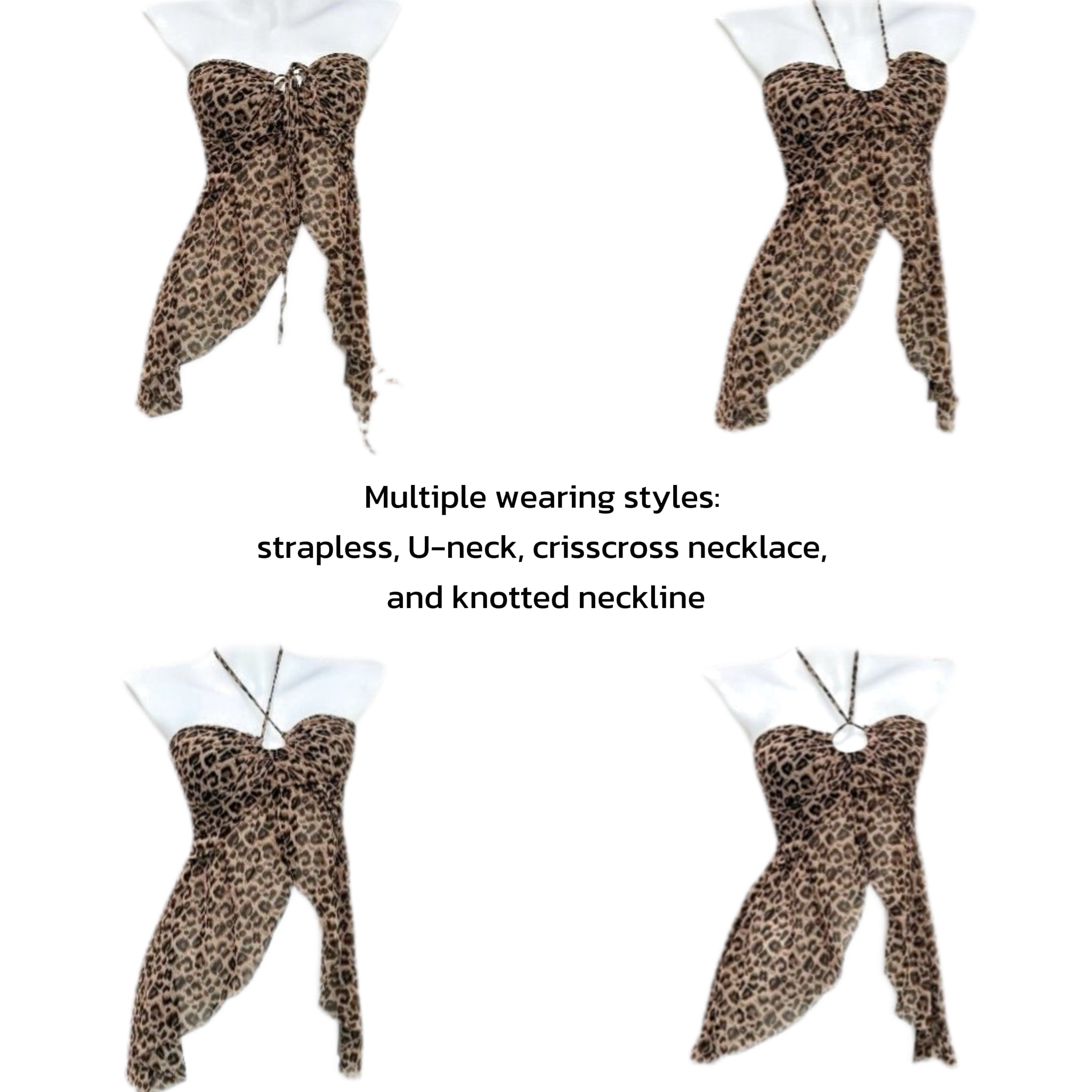 leopard print halter top（multiple wearing styles）