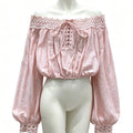 soft lace trim off the shoulder blouse