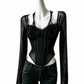 black lace coreset top with long sleeve